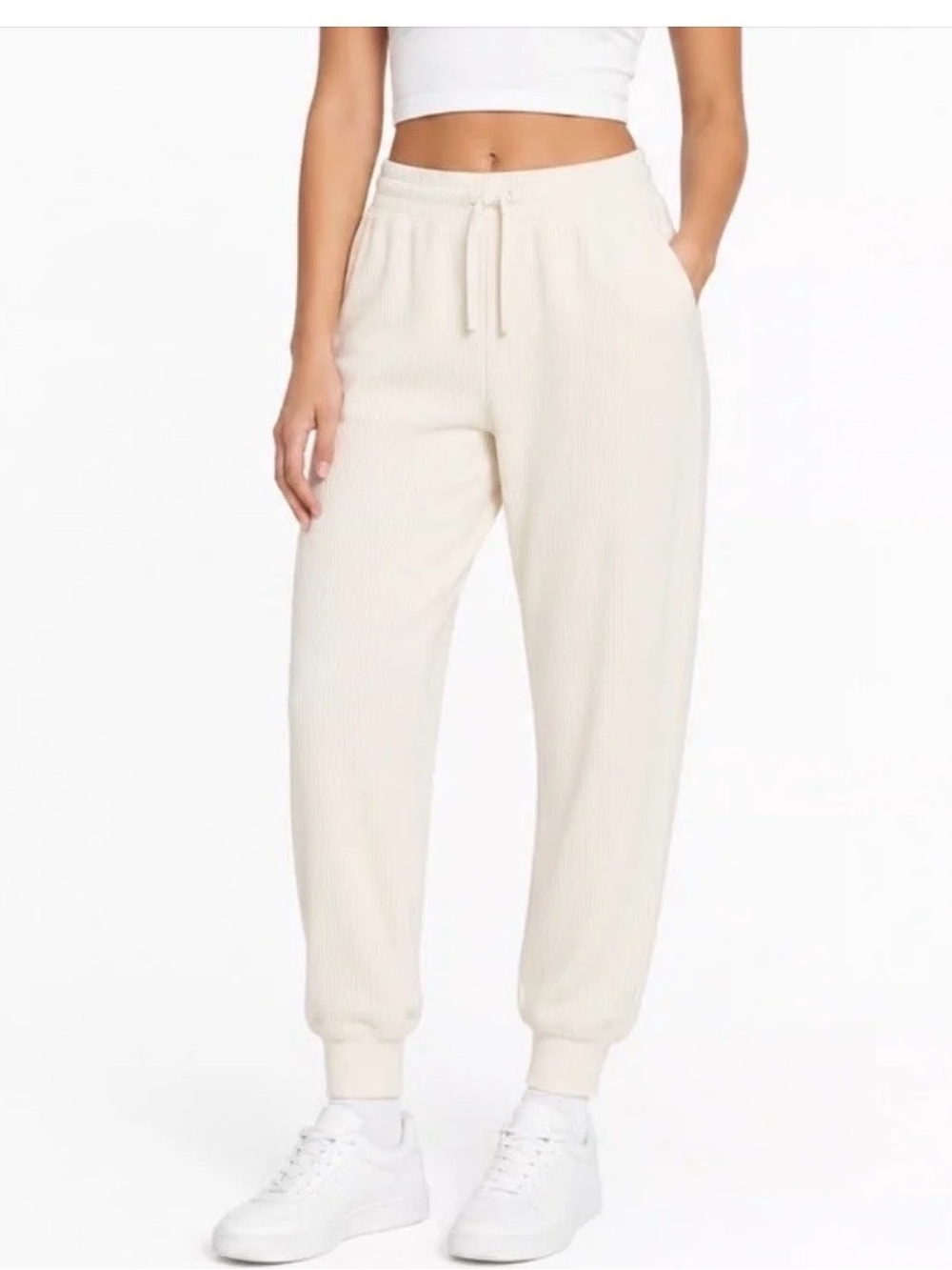 DSG Womens So Soft Ottoman Jogger Pants Light Cream Large NWT